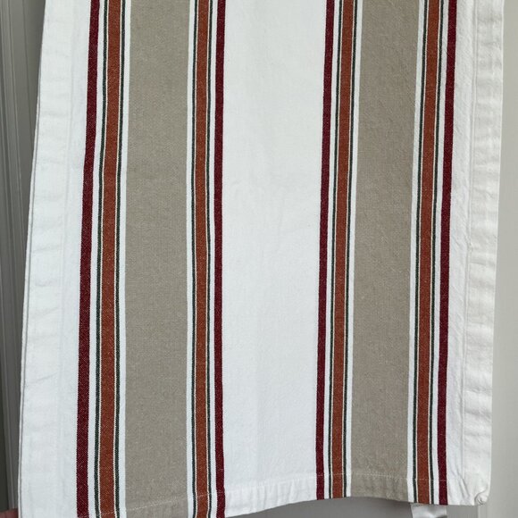 Williams Sonoma Stripe Table Runner 20" x 108" Cream Tan Red Orange Cotton - Picture 11 of 11